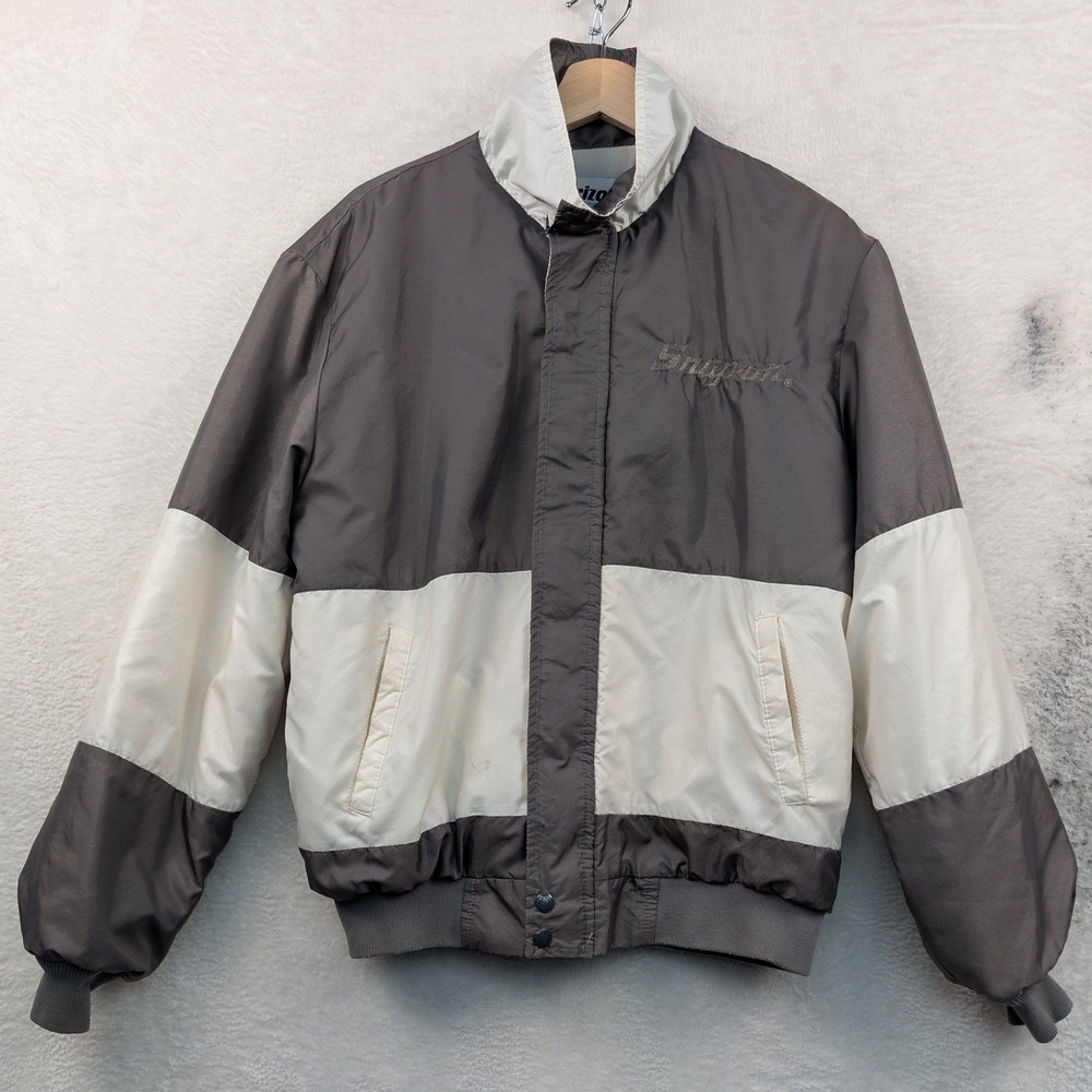 VTG Horizon Sportswear Jacket Men's M Gray Snap-on Full Zip Nylon Workwear 70s